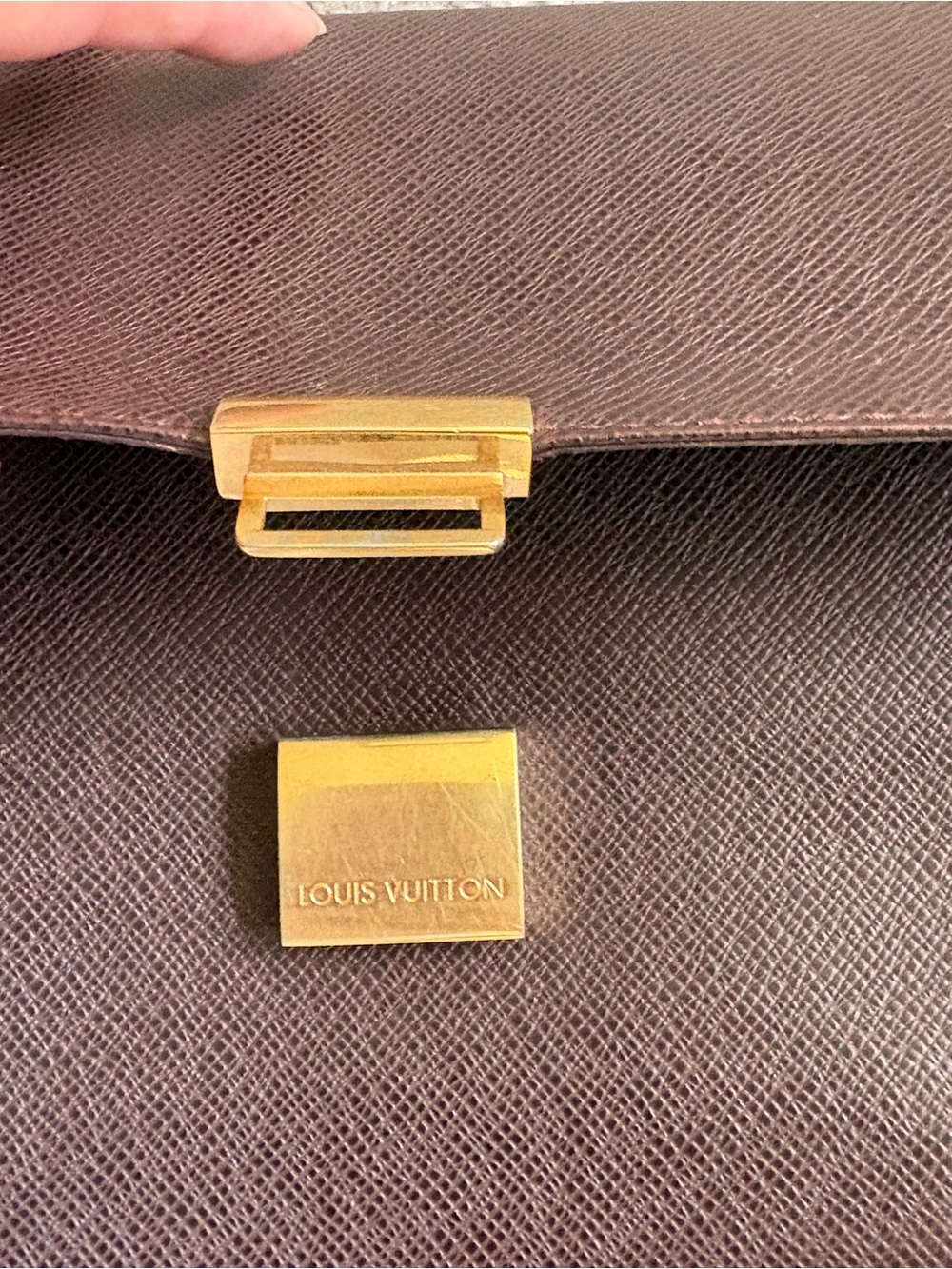 Auth Louis Vuitton Clutch Bag Taiga Serengeti Acajou - Picture 7 of 16